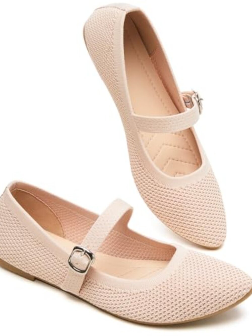 Mesh Ballet Flats with Buckle Strap for Women Travel-Friendly